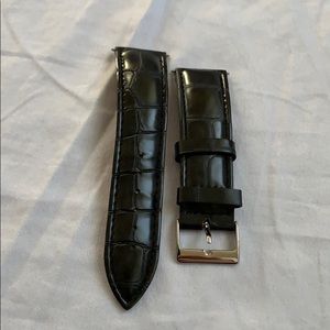 Black leather watch strap